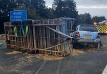 Police seek two after overturned trailer blocks motorway