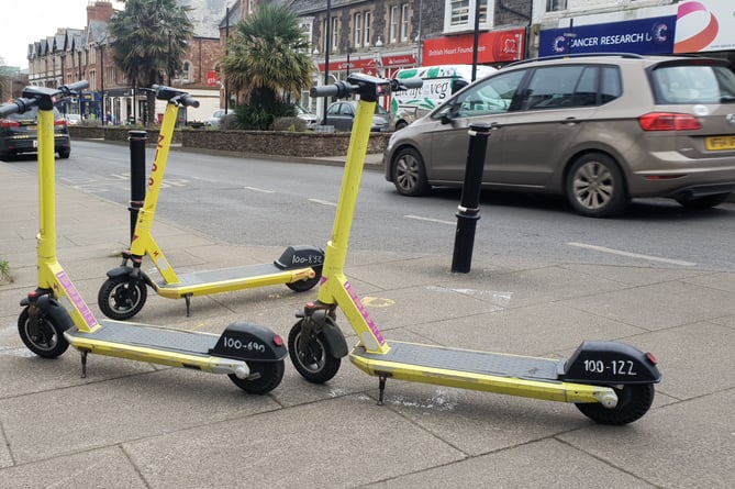 Only e-scooters like these in Minehead, from Zipp, which are part of a Government trial, can be used on the road.