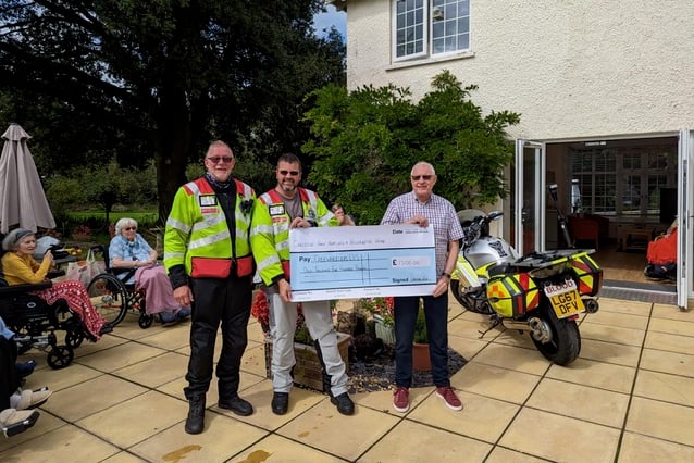 An event at a Chelston nursing home saw £1500 raised for a blood bike charity