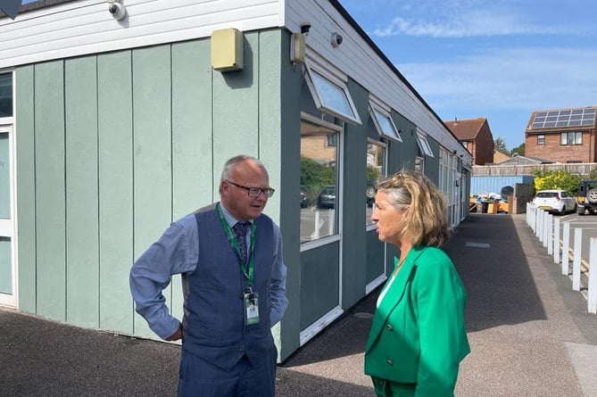 MP Rebecca Pow with Oak Trust chief executive Ian Robinson at Selworthy School.