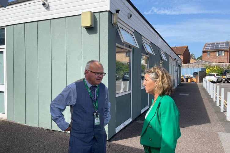 MP Rebecca Pow with Oak Trust chief executive Ian Robinson at Selworthy School.