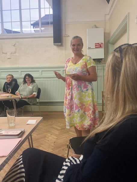 Photograph shows: Wellington Women in Business guest speaker Laura Burrow talking to members at their September meeting.