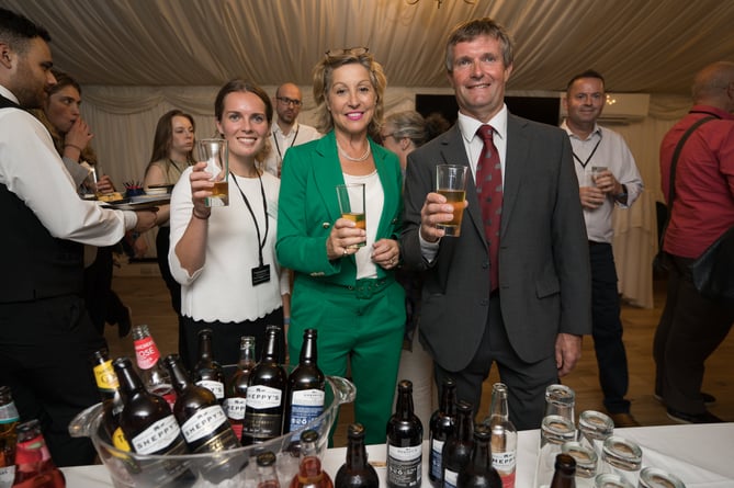 Wellington and Wiveliscombe MP Rebecca Pow with Sheppy's Cider managing director David Shelly at am event in Parliament.