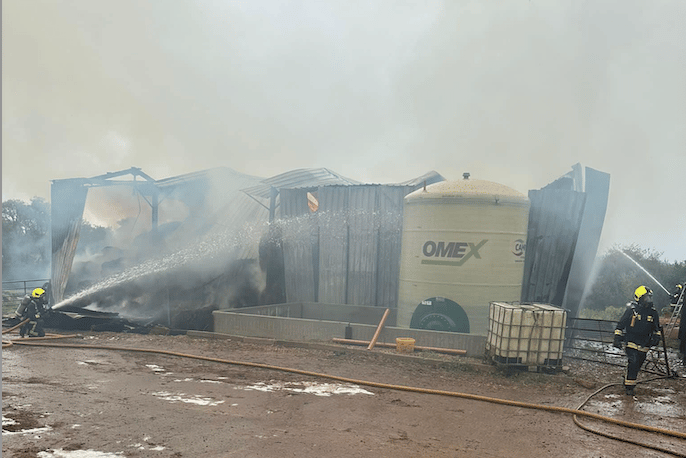 There were fears a liquid nitrogen tank could explode in yesterday's farm fire in Stawley, near Wellington.