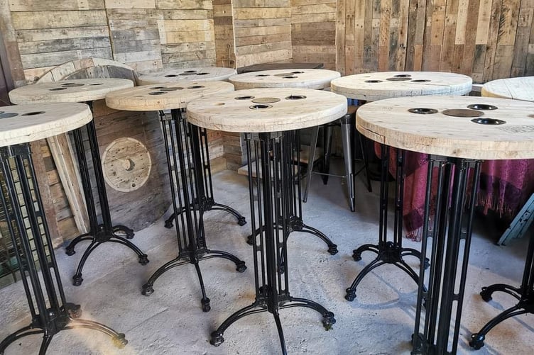 Hand-crafted tables from Cream First Furniture similar those which can be seen at Saturday's open day.