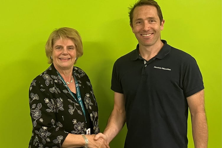 Somerset Cllr Ros Wyke with Absolute Education's Joe Andrews.