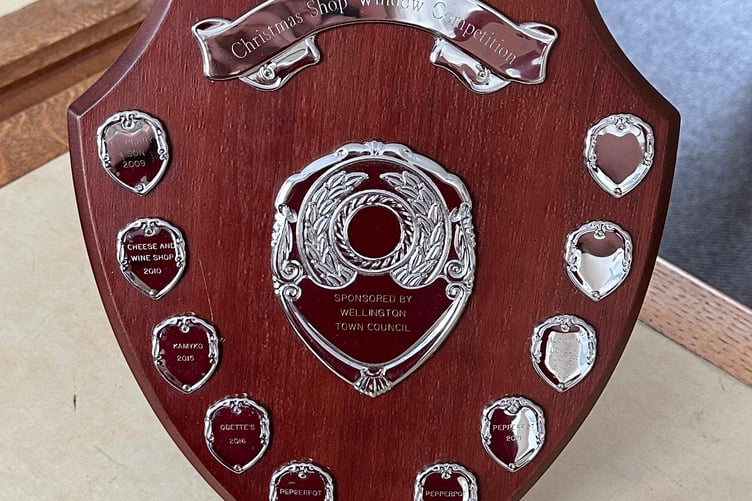 The coveted Christmas window contest shield