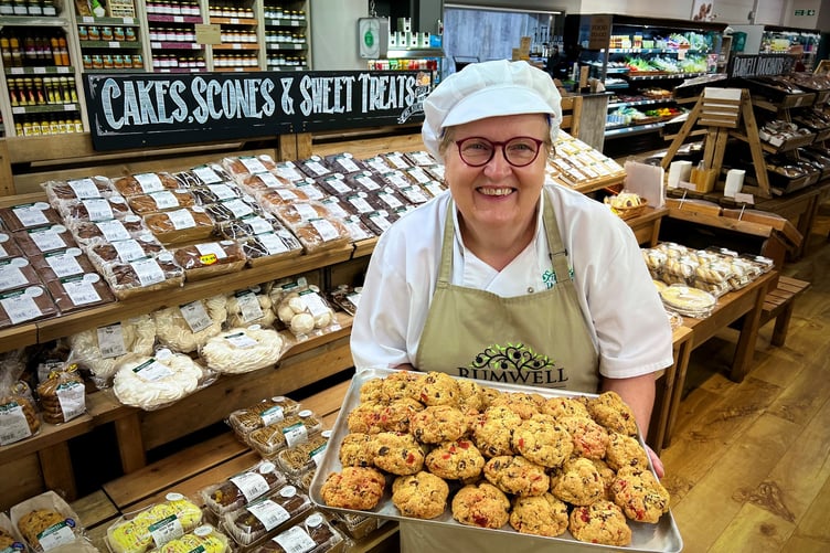 Rumwell Farm Shop baker Sue Gamblin with rock cakes which will be available to sample at next weekend’s taster event.