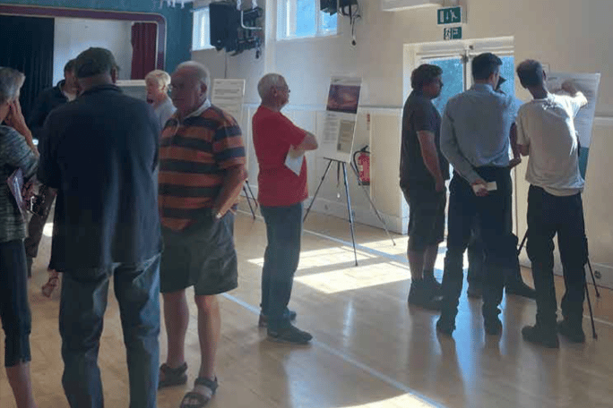 Residents attending a community drop-in information session held by Clearstone Energy.
