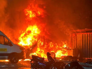 Business park fire destroys 35 cars overnight