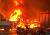 Business park fire destroys 35 cars overnight