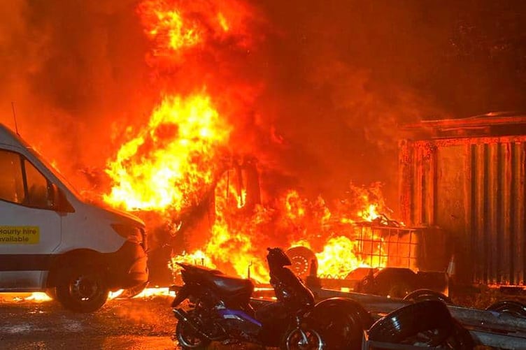 Fire ranges on Foxmoor Business Park, near Welington.