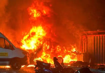 Business park fire destroys 35 cars overnight