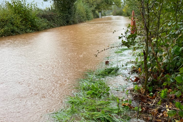 The road from Wellington to Nynehead was impassable due to Storm Ciara rainfall.