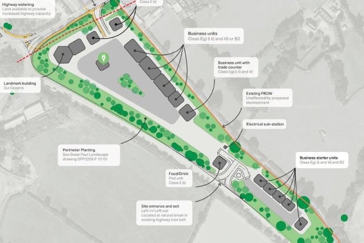 An outline plan of a new business next to Chelston roundabout.