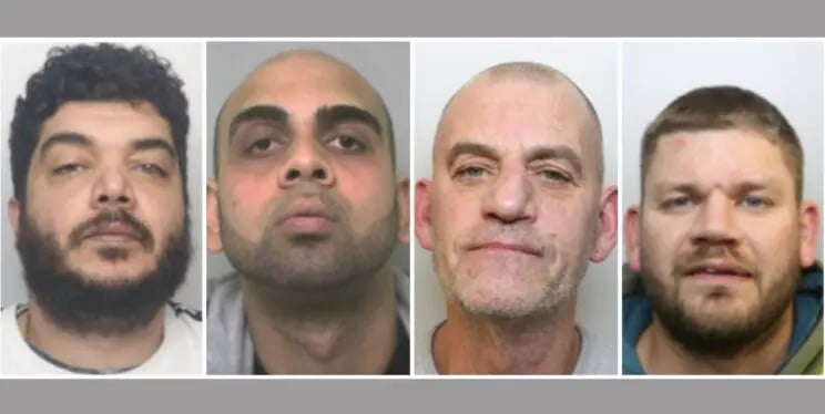 Anes Troudi, age 40 from Fishponds (left); Adnan Malik, 33 from St Annes (centre left); Carl Powell, 50, of Paulton (centre right), and Gary Browne, 39 from Radstock (right) all pleaded guilty