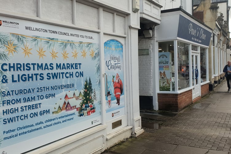 A Christmas shop window wrap in Wellington's High Street.