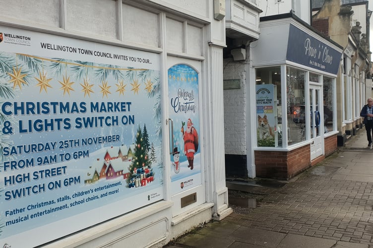 A Christmas shop window wrap in Wellington's High Street.