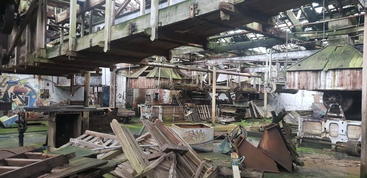 Inside the derelict Toneworks site in Wellington.