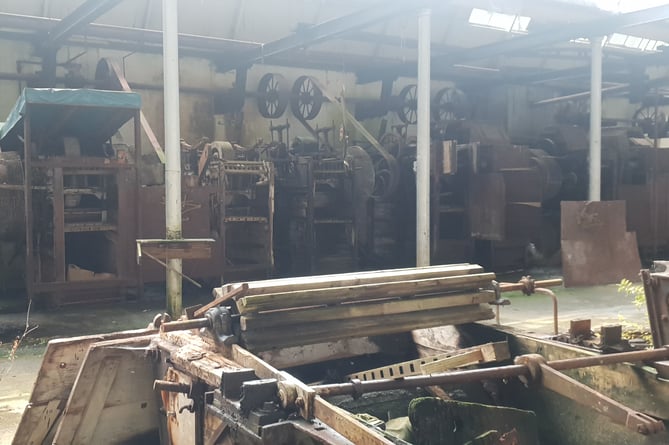 Machinery lies abandoned in the Toneworks, in Wellington.