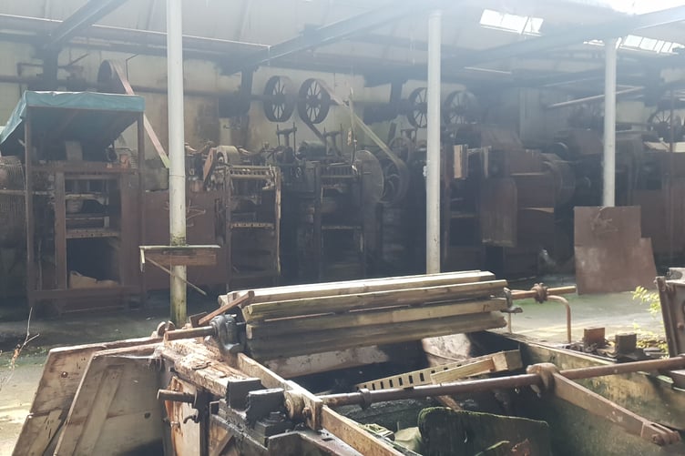 Machinery lies abandoned in the Toneworks, in Wellington.