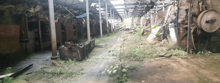 Abandoned machinery in the Toneworks, in Wellington.