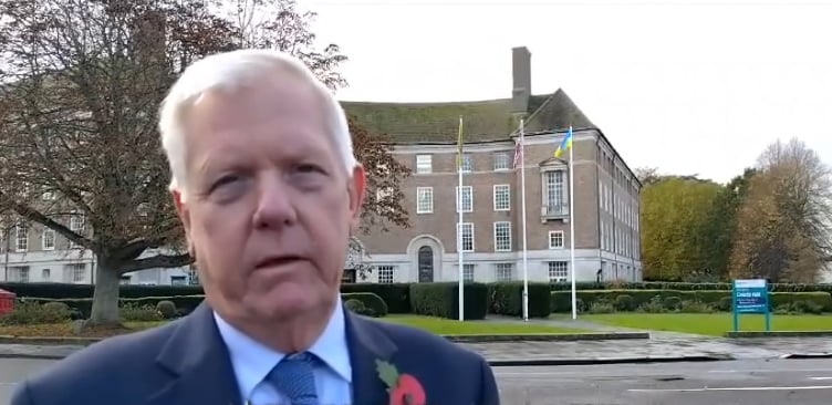 Opposition leader at Somerset Council, Cllr David Fothergill, outside County Hall.
