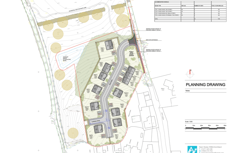 Plans have been submitted for a new housing development in West Buckland