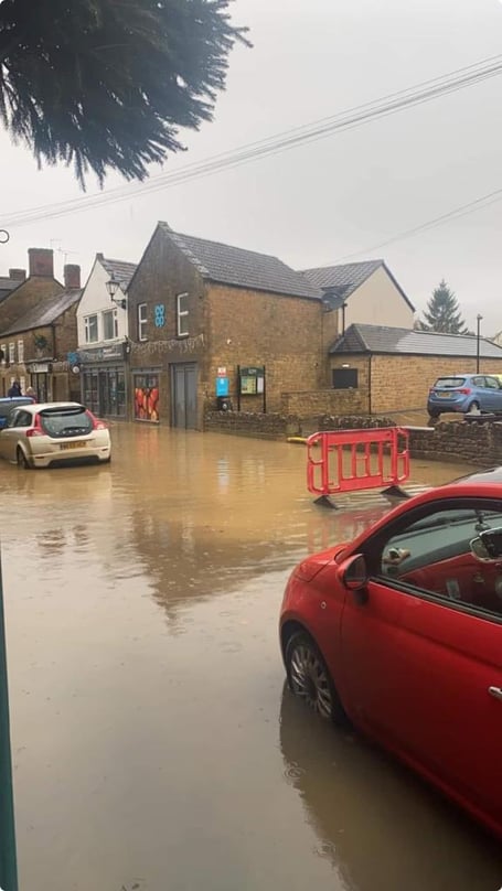 Somerset Council issued this photograph of flooding in a village to illustrate the problems on Monday.