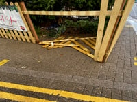 Fencing damaged around the Christmas tree 