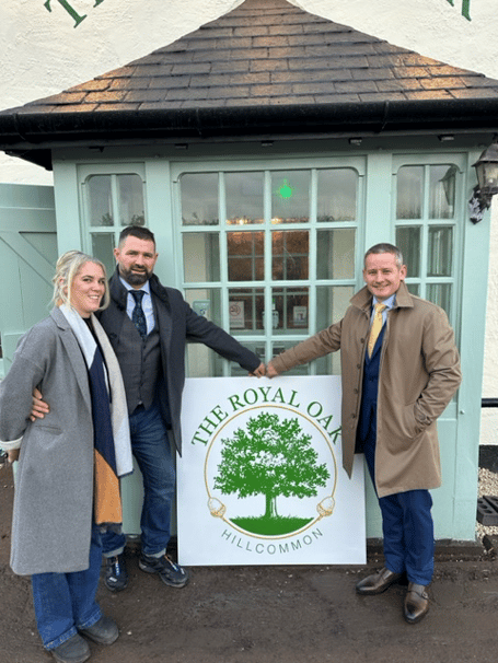Tom Malone and Millie and Jon Coward outside The Royal Oak.