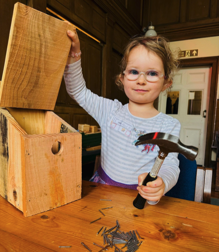 This youngster nailed it when it came to building bird nest boxes in a Wellington workshop at the weekend.