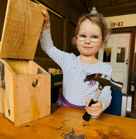 This youngster nailed it when it came to building bird nest boxes in a Wellington workshop at the weekend.