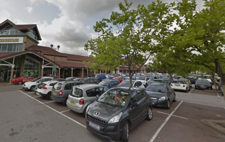 Police are hunting a man after  customer car windscreens and store windows were smashed in Morrisons supermarket, Taunton.