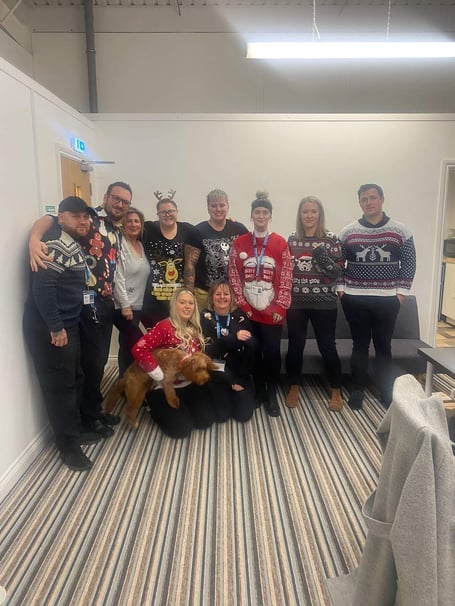 A Christmas jumper day at Bluebird Care Wellington helped to support Odette's Tearoom's Together at Christmas appeal.