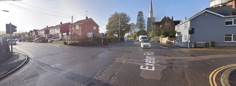 Crossroads affected by drainage issues in Rockwell Green.