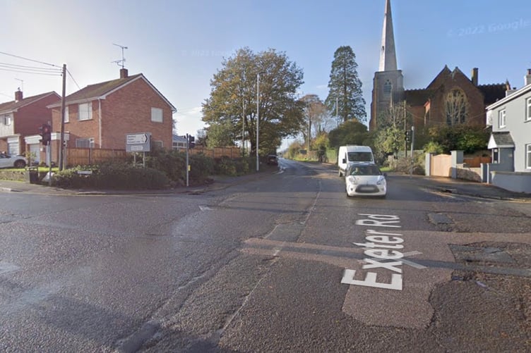 Crossroads affected by drainage issues in Rockwell Green.