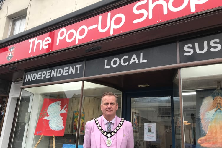 Wellington Mayor Cllr Marcus Barr, who is running a two-week jumble sale in the town council's Pop Up Shop.