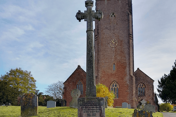 The clock which needs repairing in the tower of St Michael's Church, Milverton.