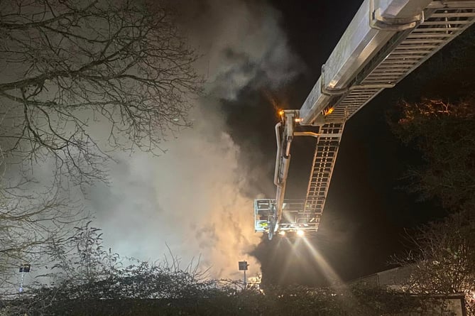 An aerial ladder was deployed to help battle the lorry blaze.