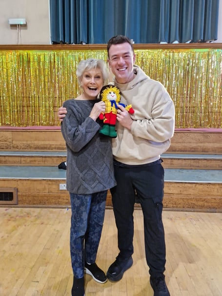 Angela Rippon is taking local charity mascot 'Archie' on tour as she competes in Strictly Come Dancing
