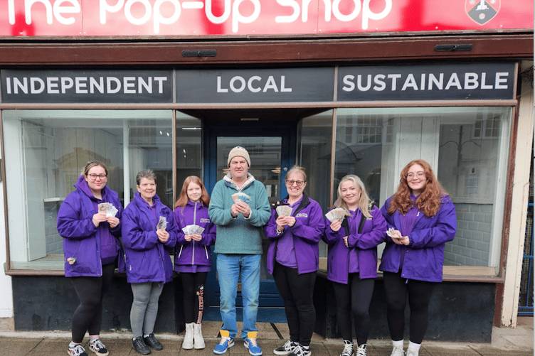 Wellington Majorettes receive a financial boost from Wellington Mayor Cllr Marcus Barr.