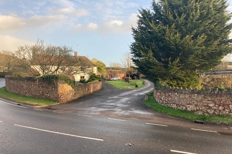 The entrance to Preston Farm, on the B3227 in Preston Bowyer.