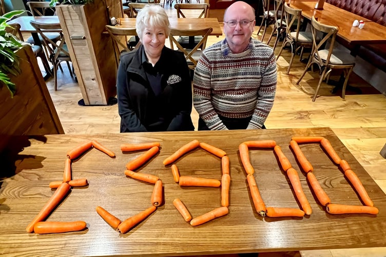 Rumwell Farm Shop Partner, Anne Mitchell and Steve Holt from Age UK Somerset
