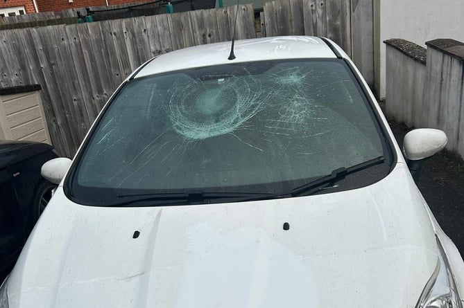 The car was seen with what appeared to be hundreds of pounds of damage after an alleged strike by vandals