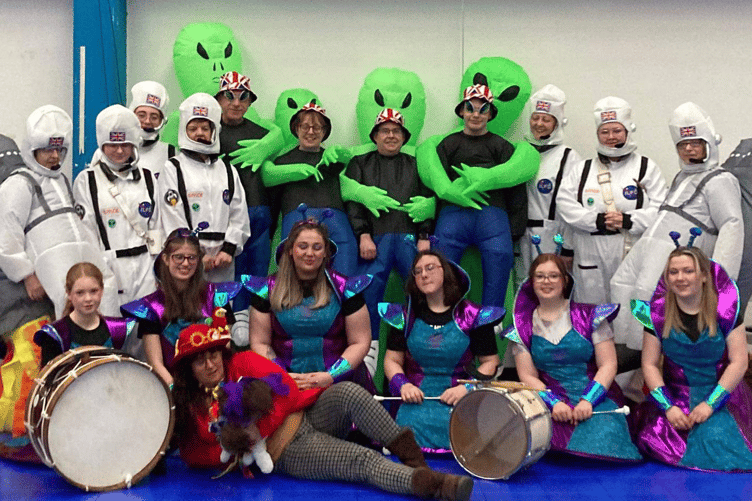 Wellington Majorettes and parents dressed for 'the future' to take part in this year's Torres Vedras Carnival, in Portugal.