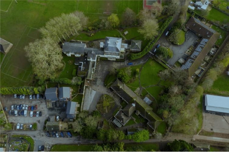 An aerial view of the site of The Court and Popham House, Wellington.