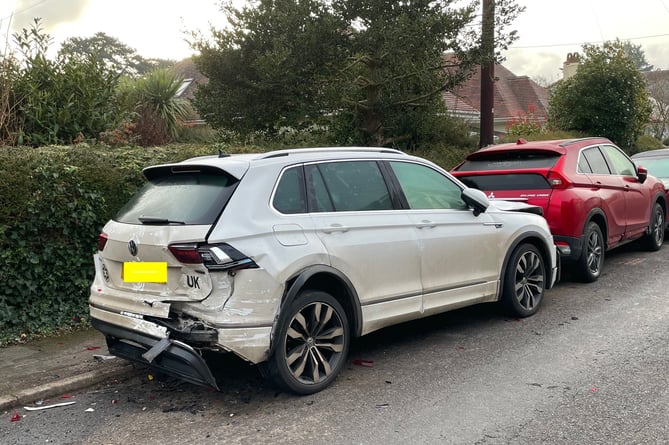 A VW 4x4 car was written off when it was crushed as parked vehicles were shunted into it in a crash in Wellesley Park, Wellington.