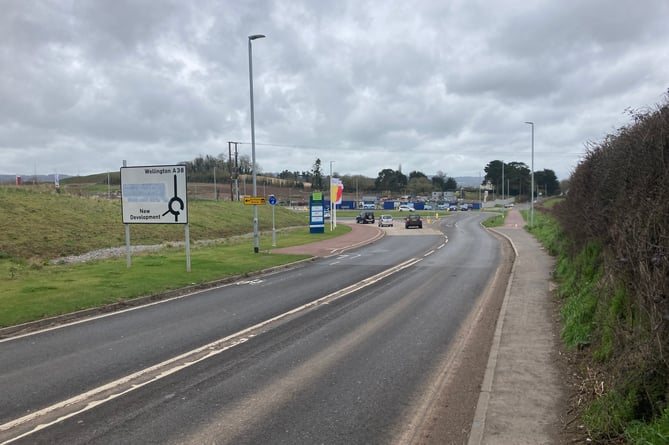 Entrance to the Orchard Grove development on the A38 Wellington Road in Taunton