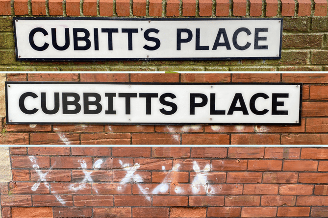 The misspelled Cubit's Place sign has now been removed pending a replacement